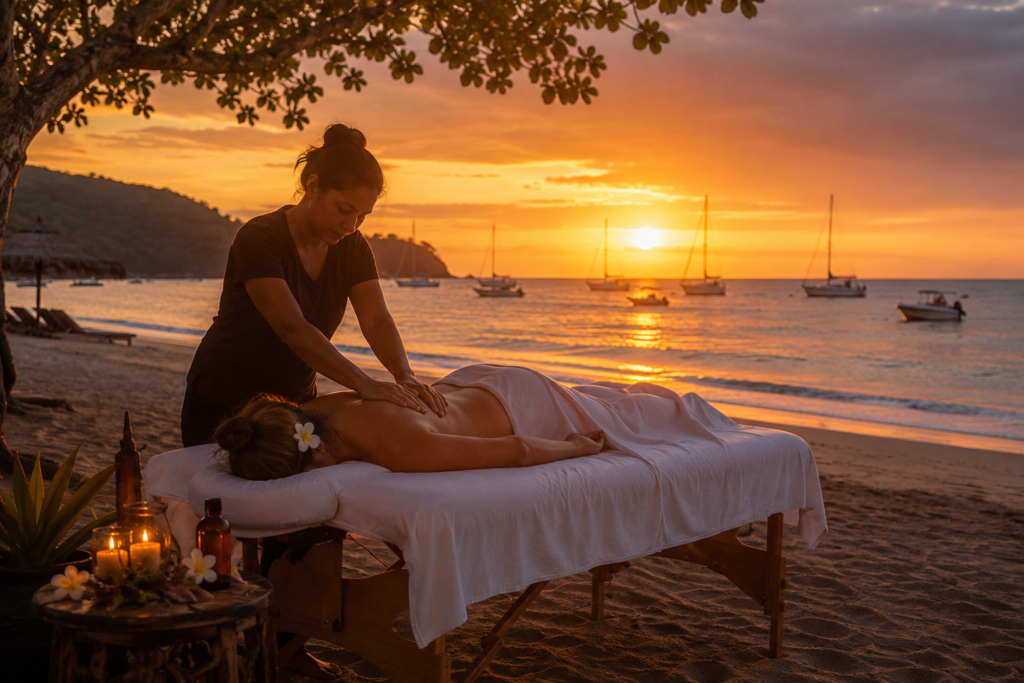 massage at sunset on the beach
